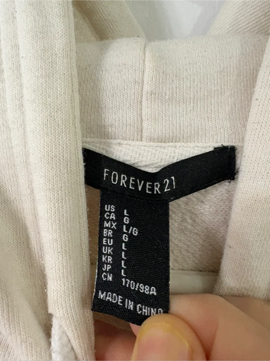 Forever 21 Cream Hoodie - Size L women’s, M men’s image indicator(3)