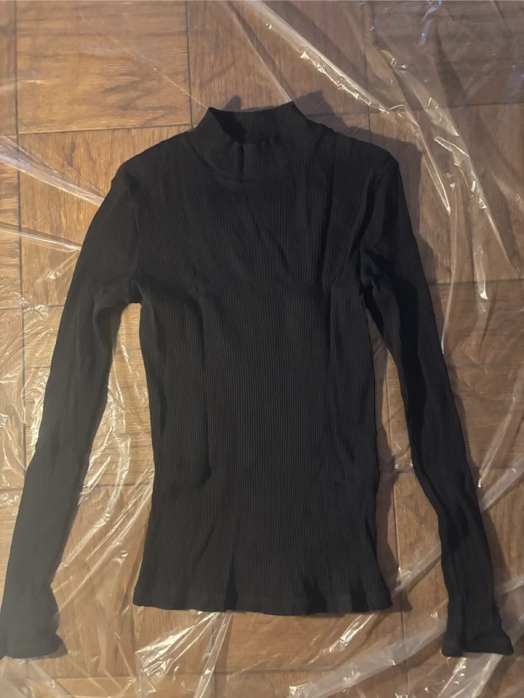 Uniqlo Black Ribbed Long Sleeve - Size S
