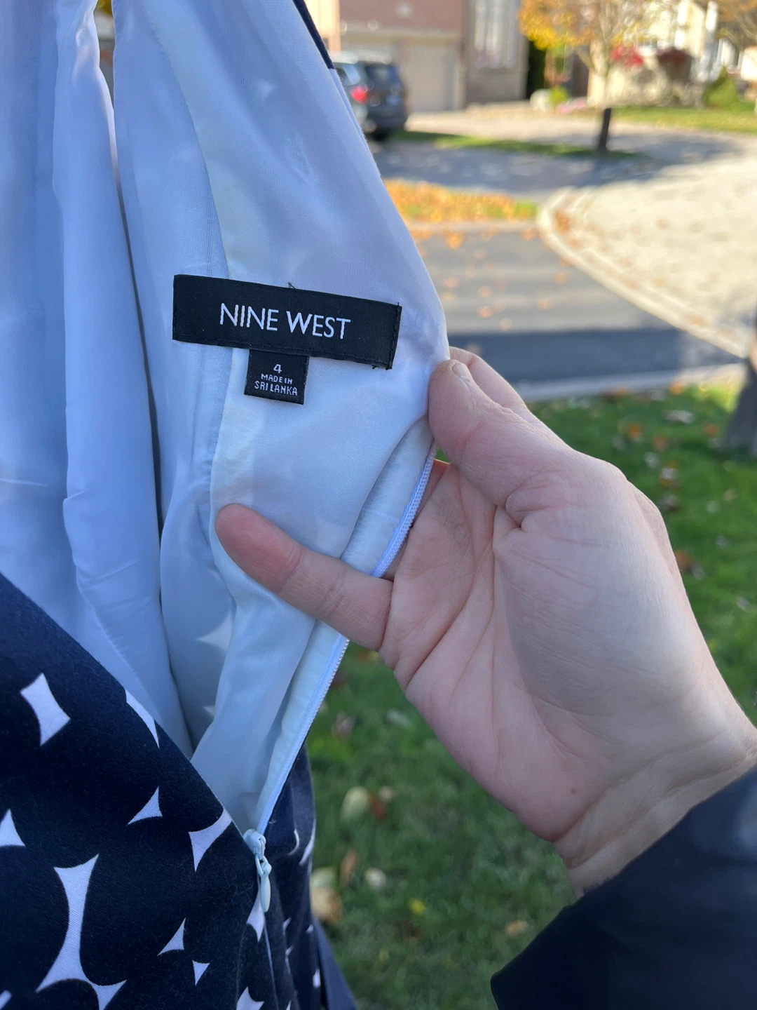 Nine West Navy & White Polka Dot Dress - Size 4 - photo 3