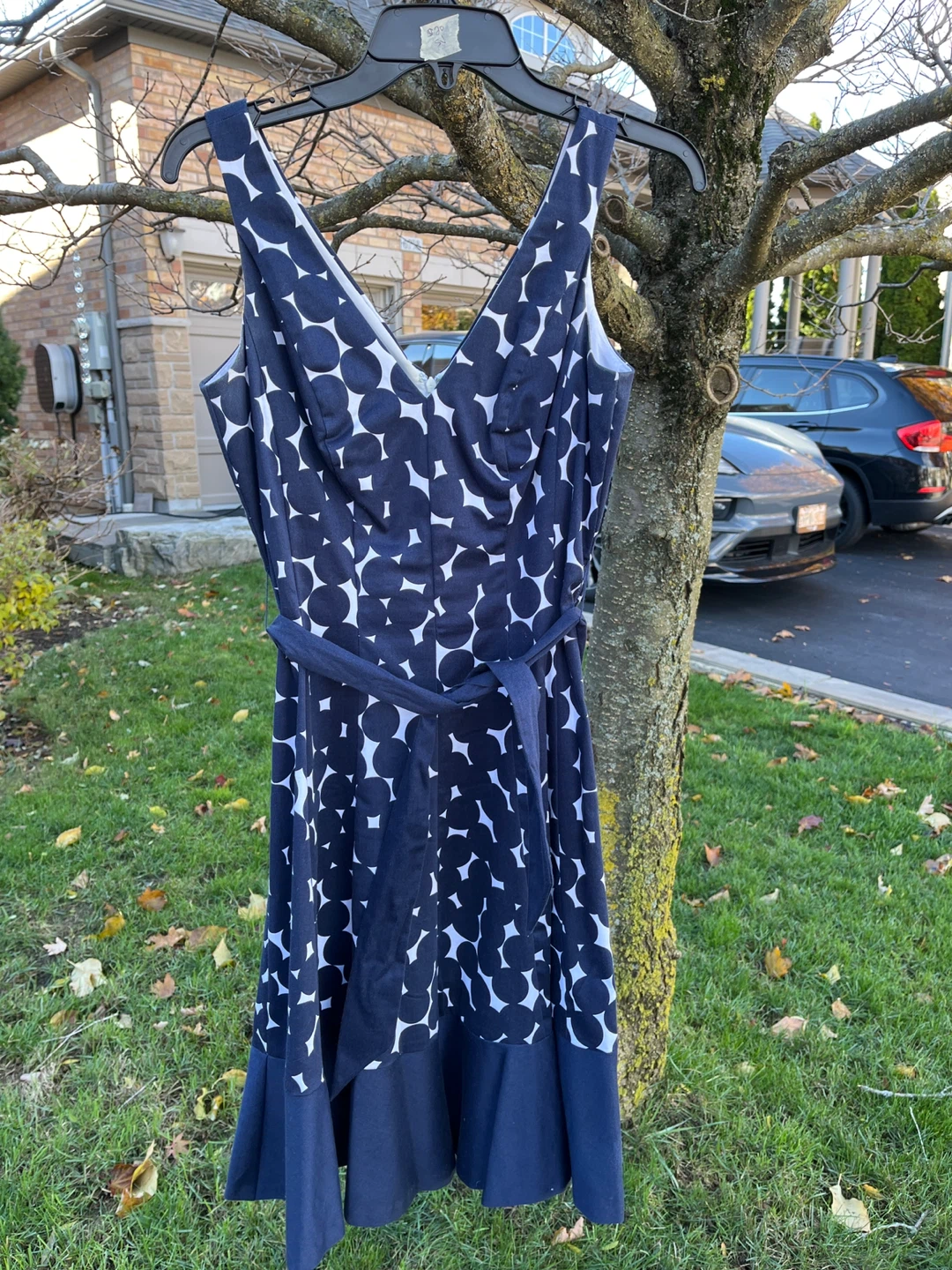 Nine West Navy & White Polka Dot Dress - Size 4