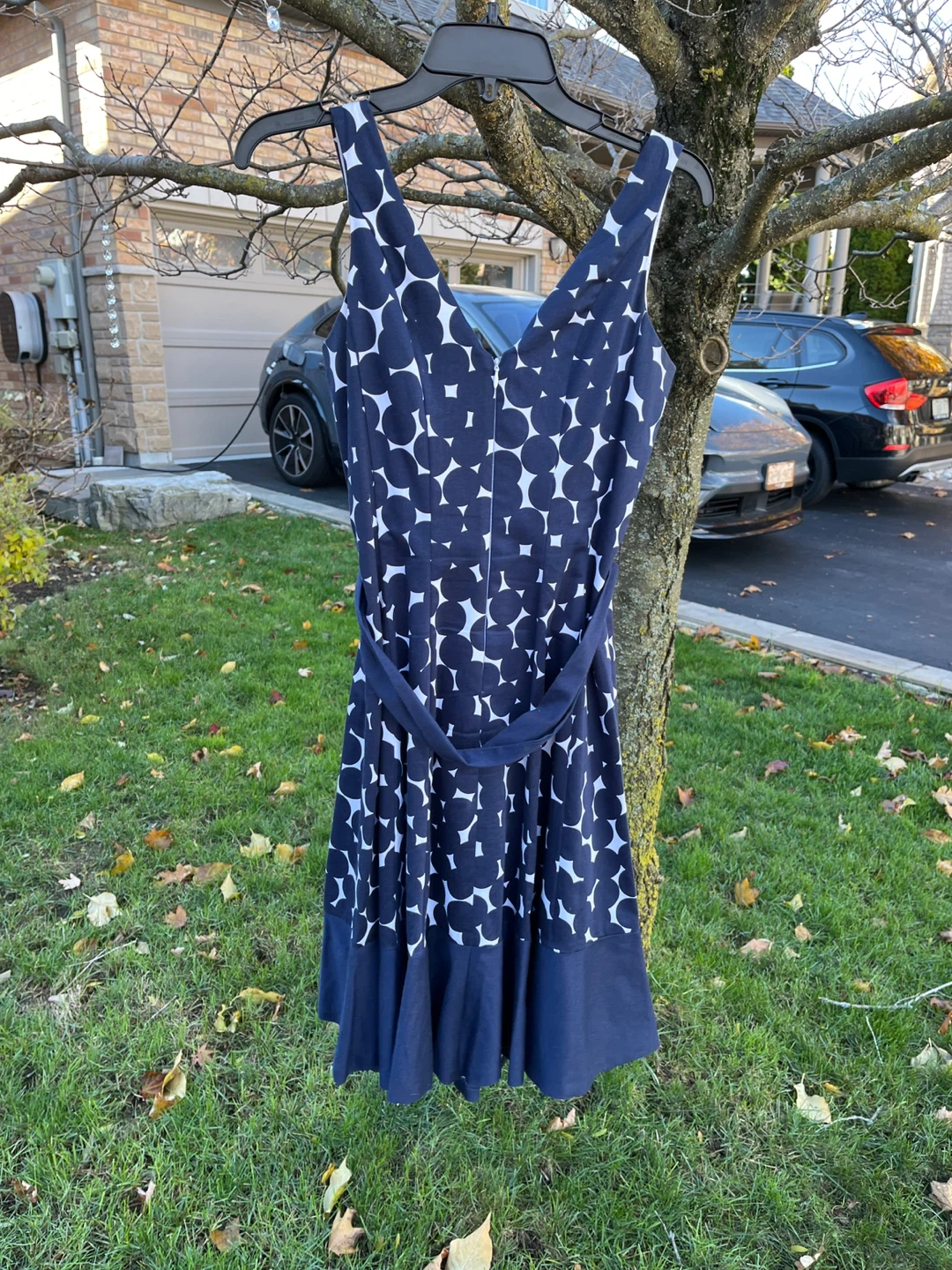 Nine West Navy & White Polka Dot Dress - Size 4 - photo 2