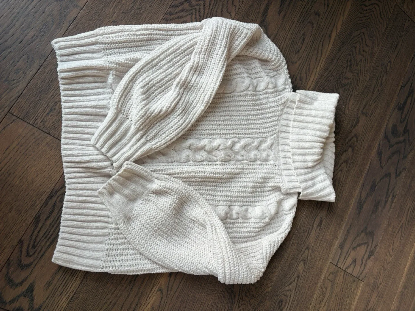 White Turtleneck Cable Knit Sweater
