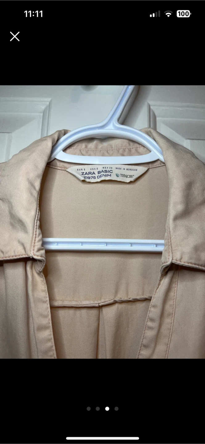 Zara Basic Beige Button-Down Shirt - Size S - photo 2