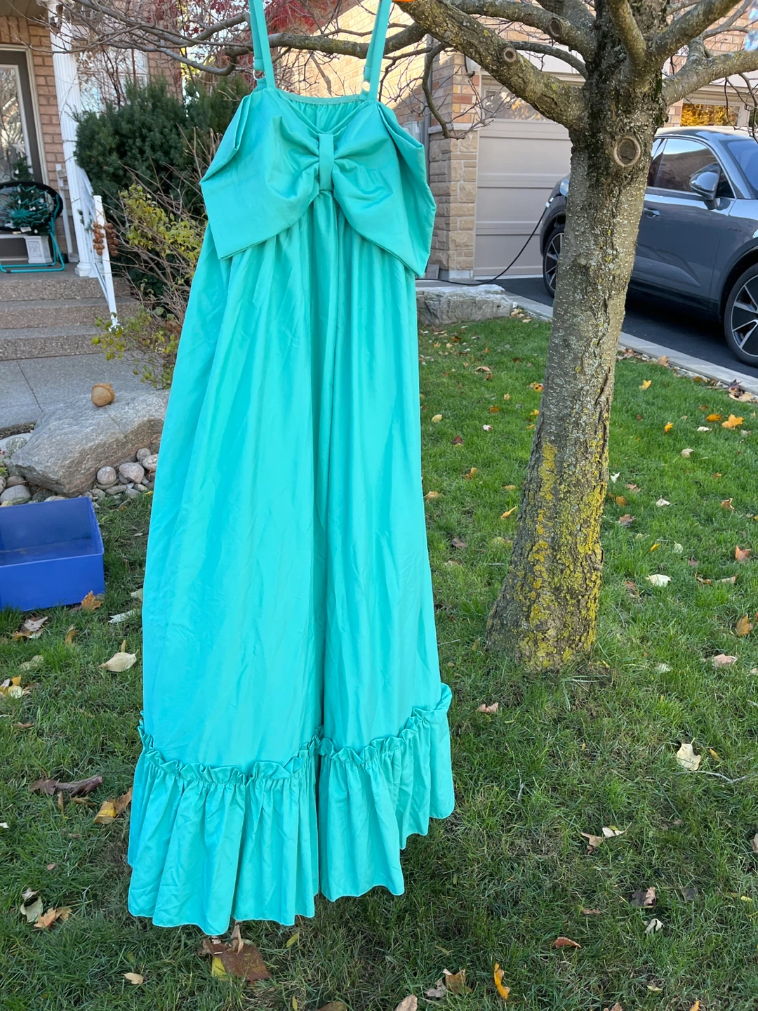 Turquoise Maxi Dress with Bow Detail