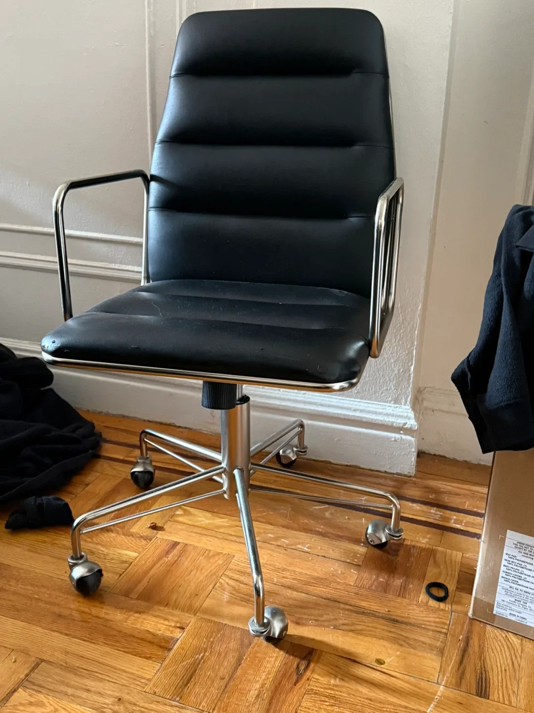 Eames Style Black Leather Office Chair