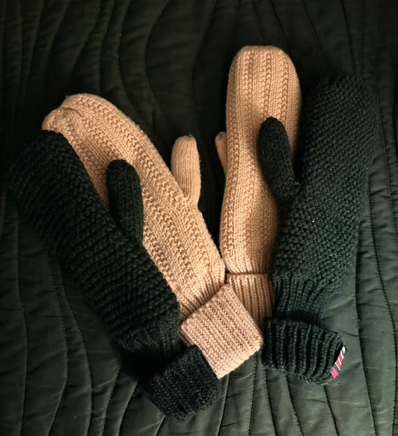 Pink & Black Mittens