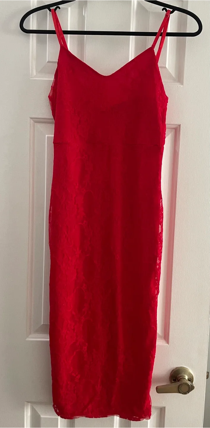 Missguided Red Lace Dress thumbnail