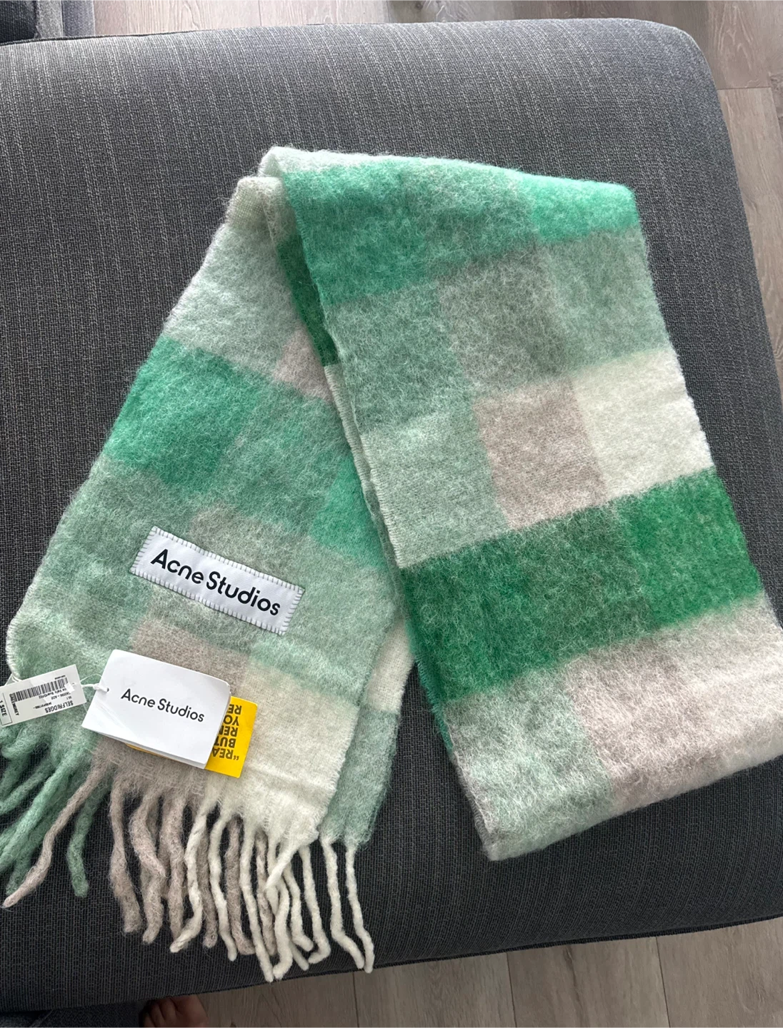 Acne Studios Green Check Scarf