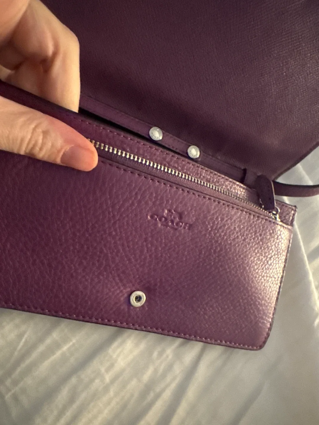Coach Purple Leather Wallet/purse on a Strap - never used image indicator(2)