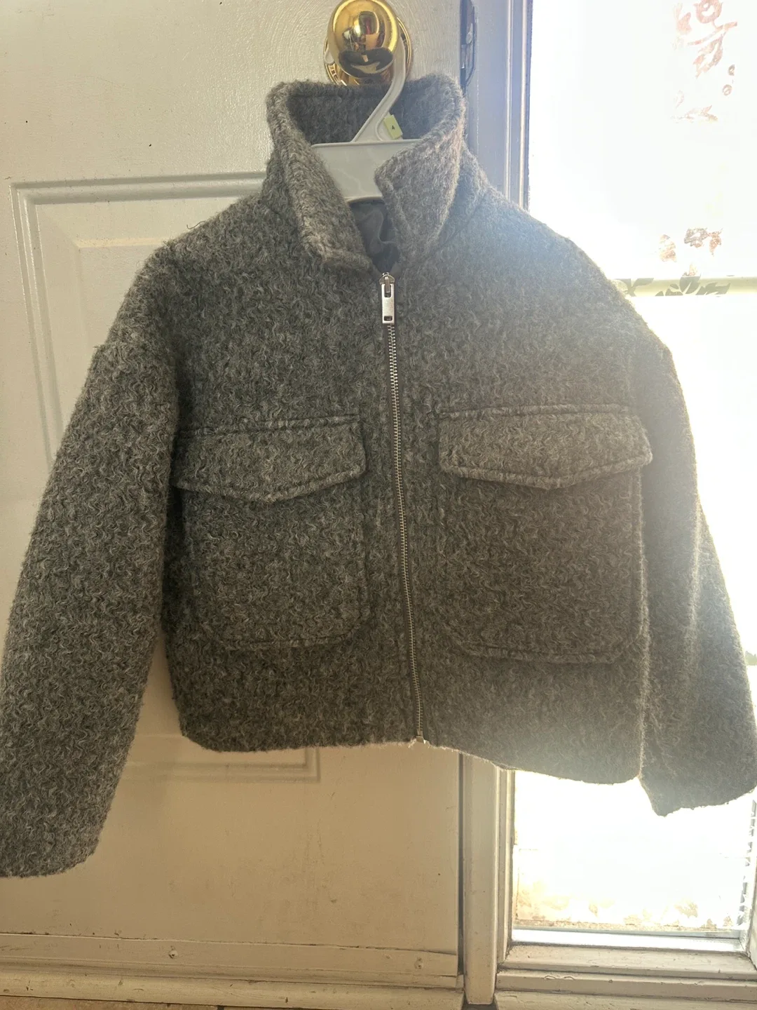 Zara Gray Wool Blend Cropped Jacket image indicator(3)