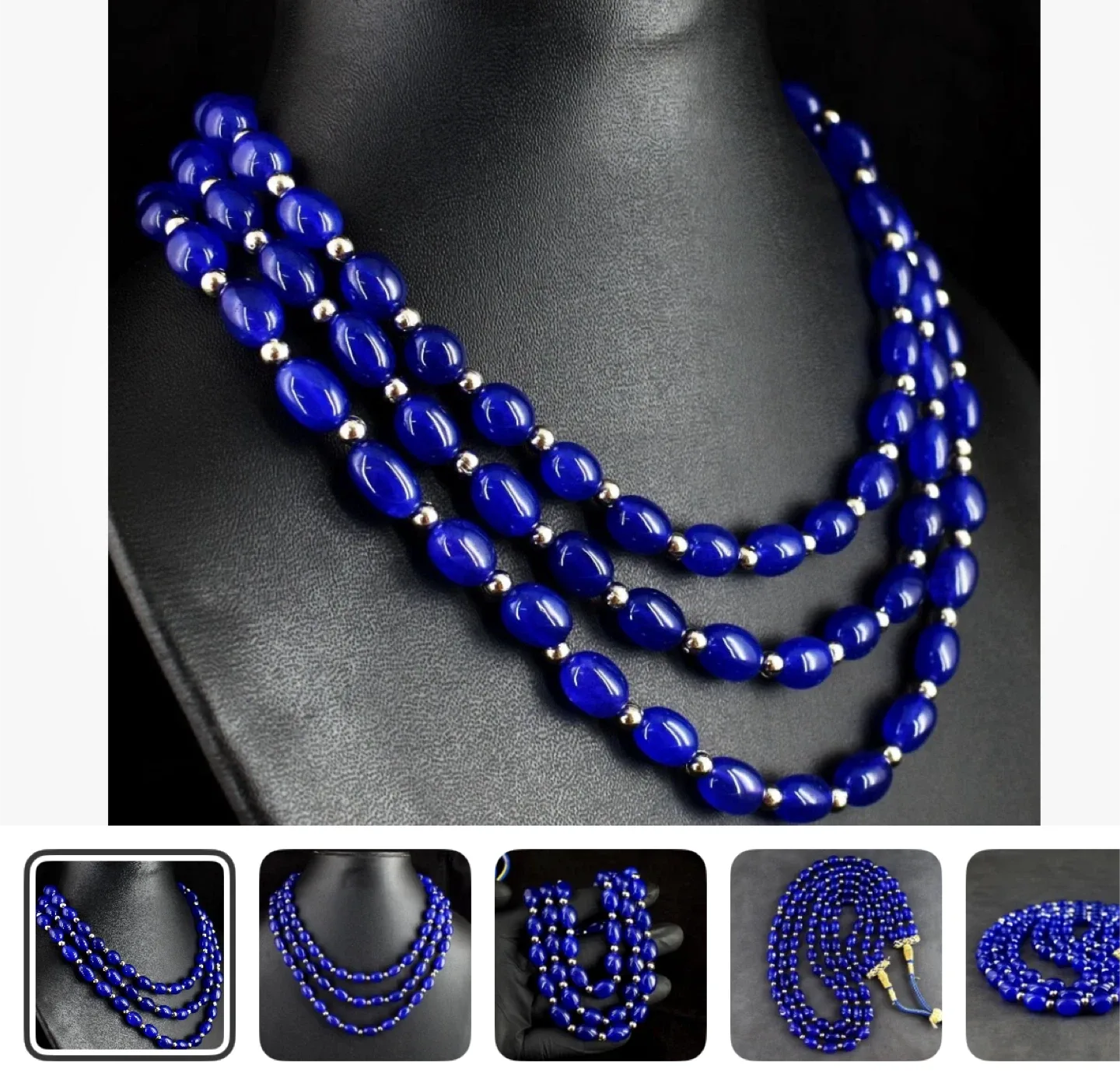 521 cts stunning onyx bead necklace image indicator(2)