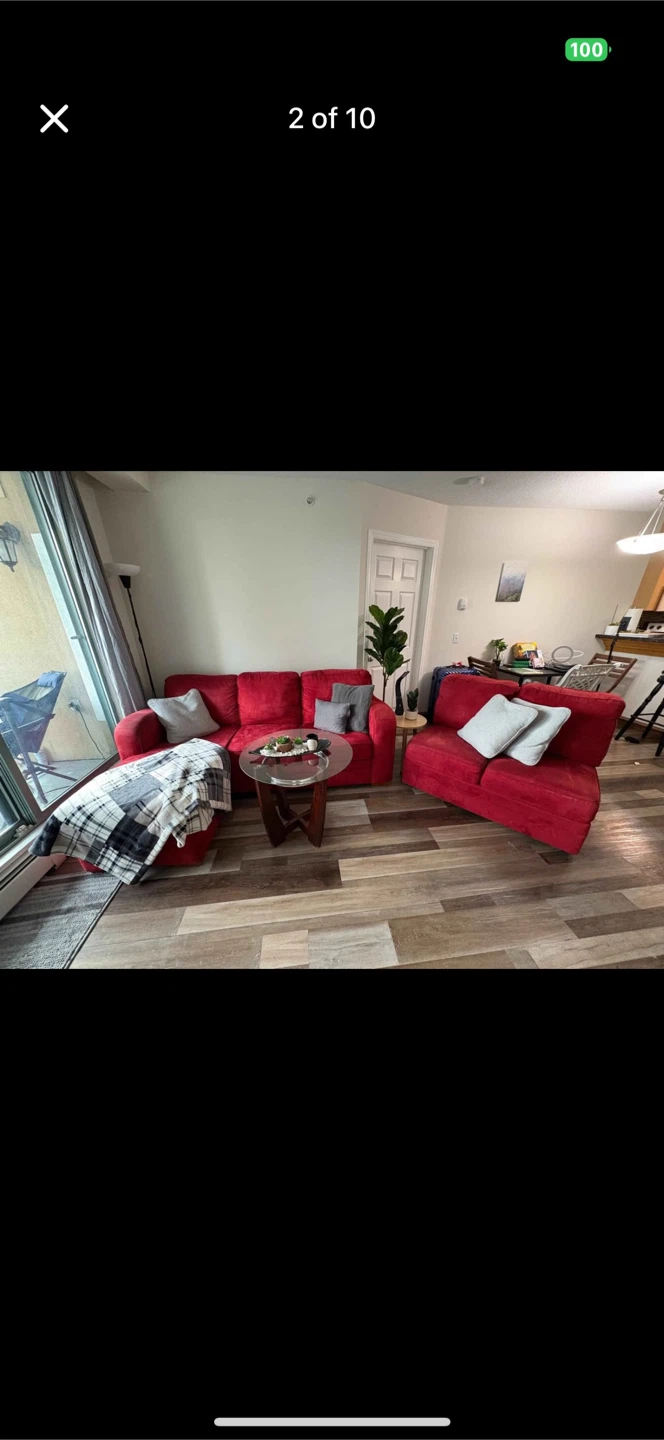 Comfy Red sectional Sofa with chaise - Priced to sell 325$ OBO
