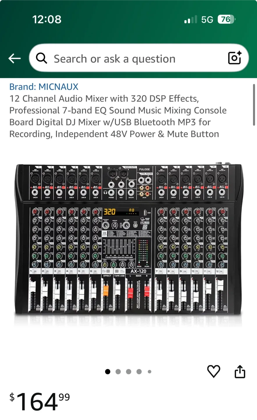 FULODE AX-120 Audio Mixer w/ 320 DSP Effects thumbnail