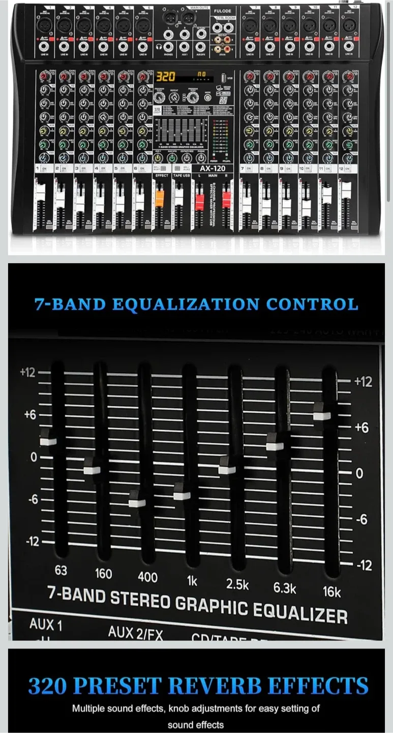FULODE AX-120 Audio Mixer w/ 320 DSP Effects image indicator(2)