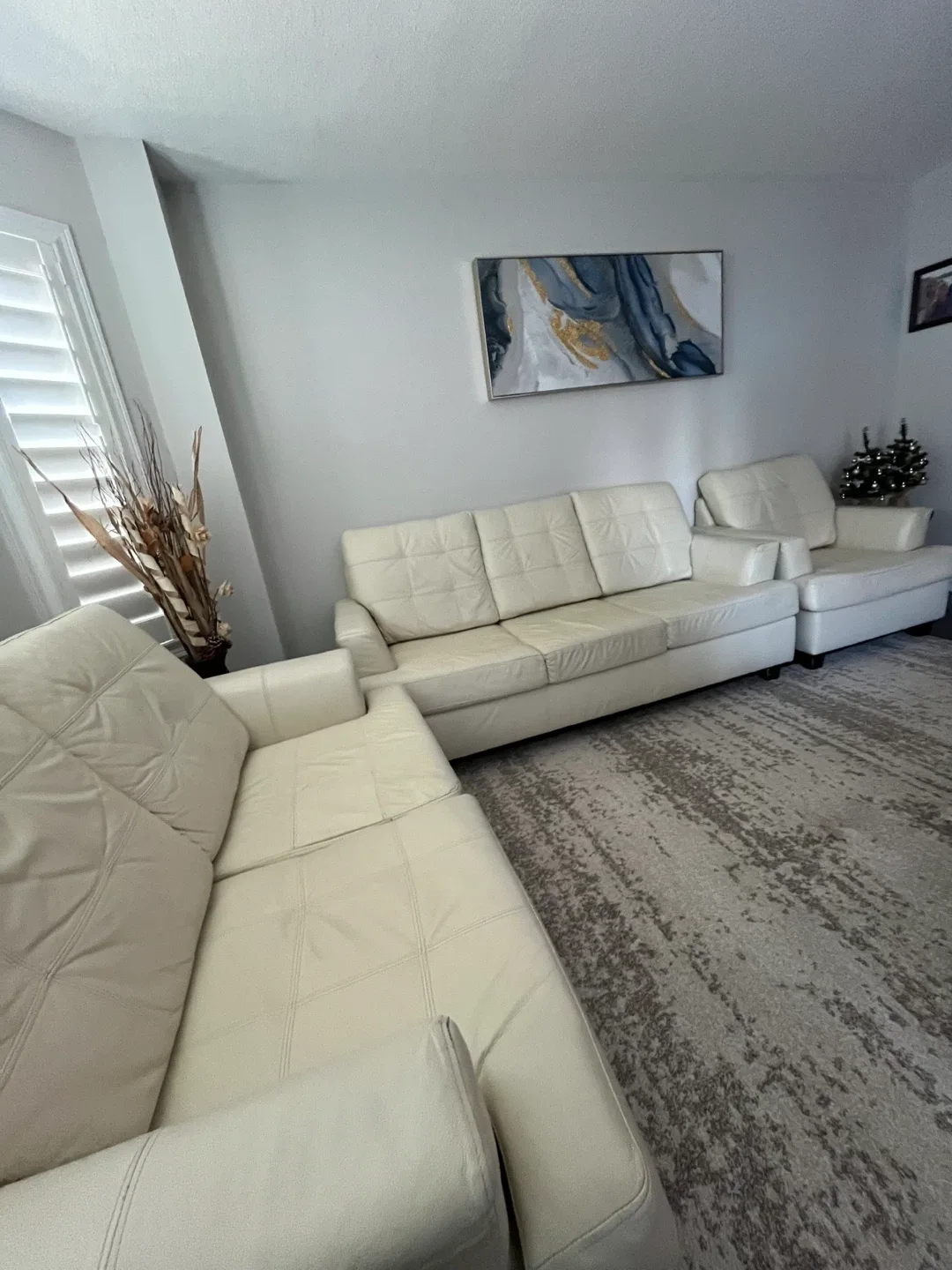 Cream Leather Sofa Set image indicator(5)