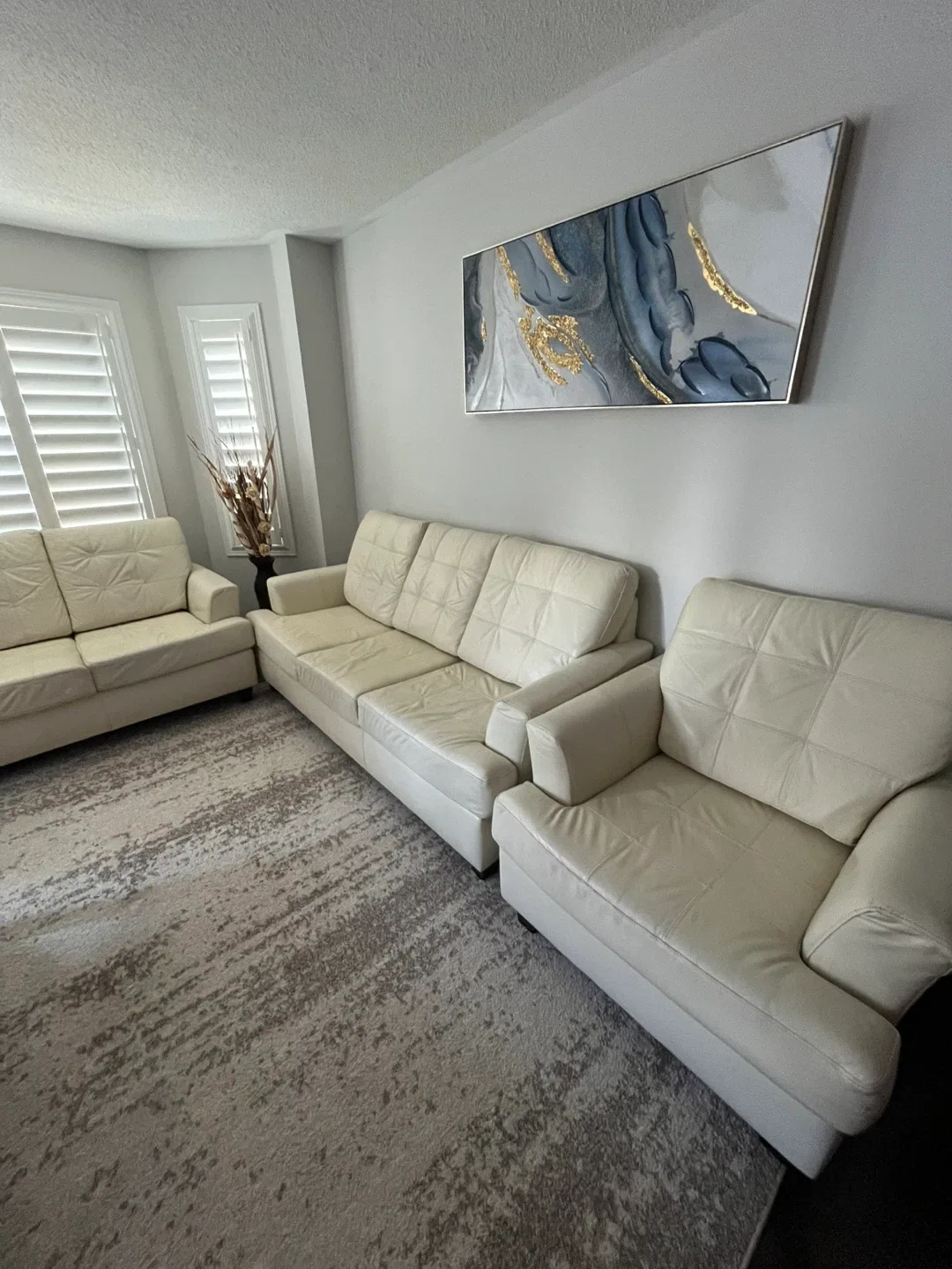 Cream Leather Sofa Set image indicator(4)