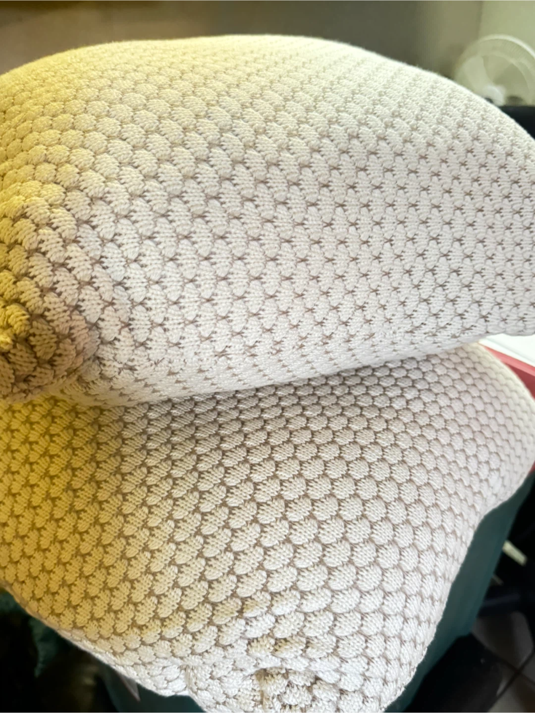 Beige Textured Throw Pillow