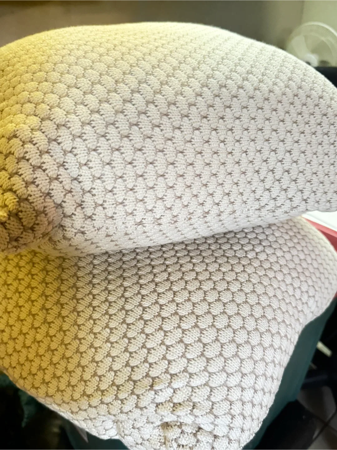 Beige Textured Throw Pillow