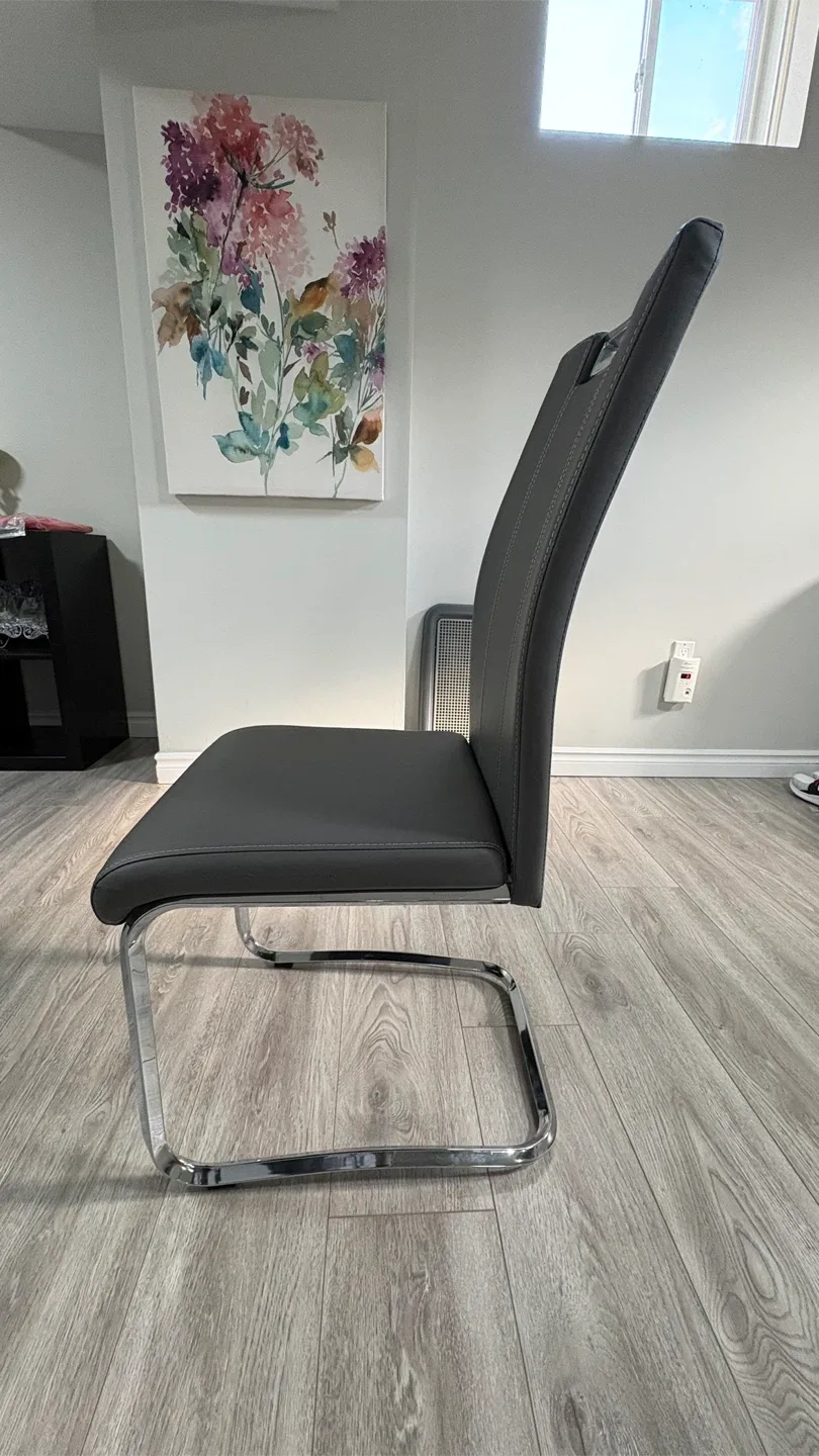 Grey Dining Chair with Chrome Legs image indicator(3)