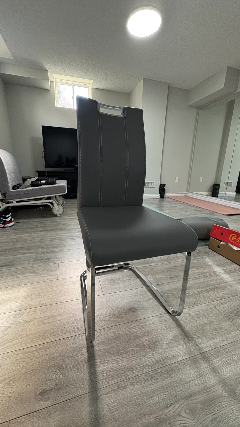 Grey Dining Chair with Chrome Legs image indicator(4)