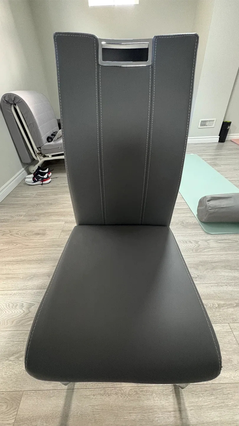 Grey Dining Chair with Chrome Legs image indicator(2)