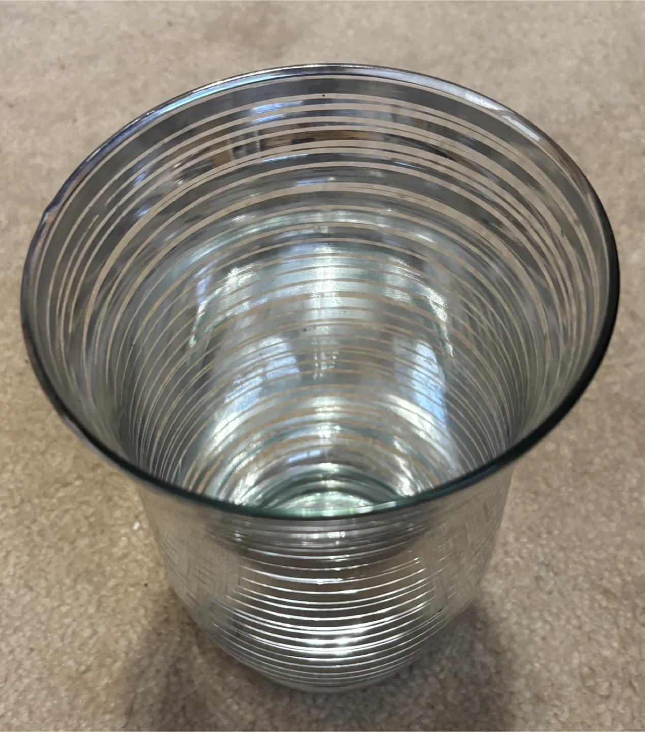 Beautiful Silver Striped Glass Vase (8”) image indicator(2)