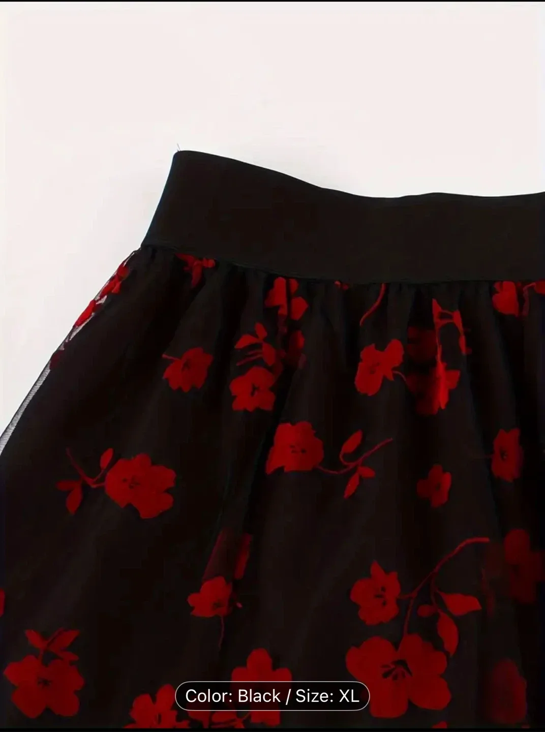 Black & Red Floral Skirt - Size XL image indicator(2)