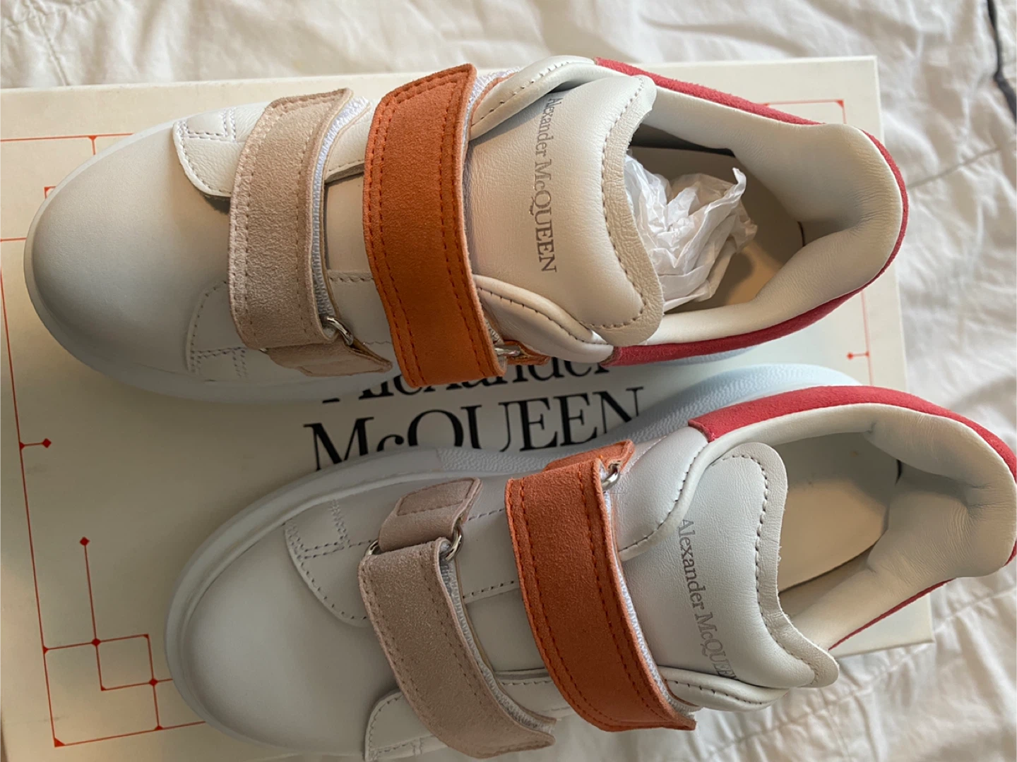 Alexander McQueen Kids White/Pink Sneakers