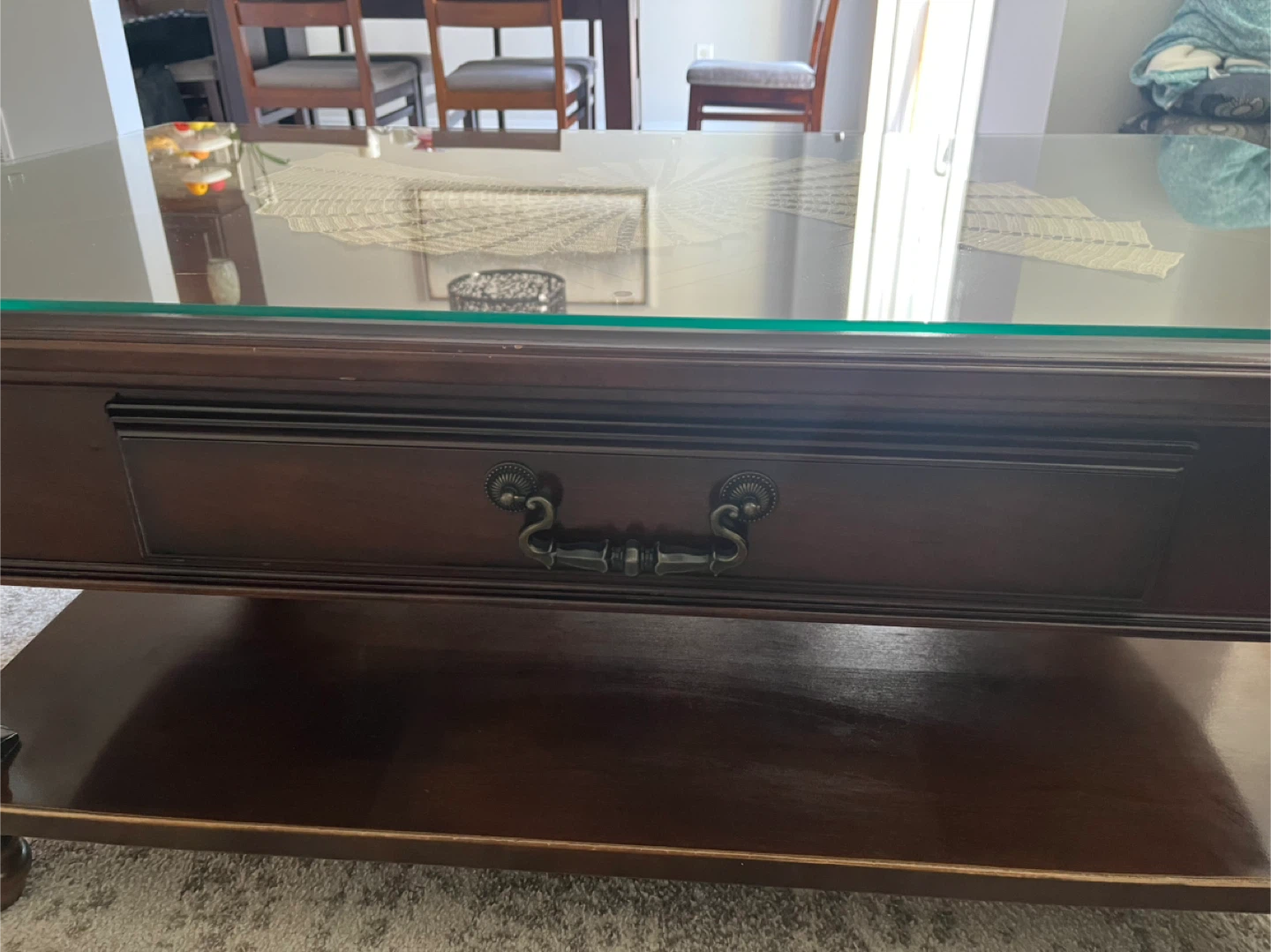 Glass Top Coffee Table - Dark Wood - photo 5