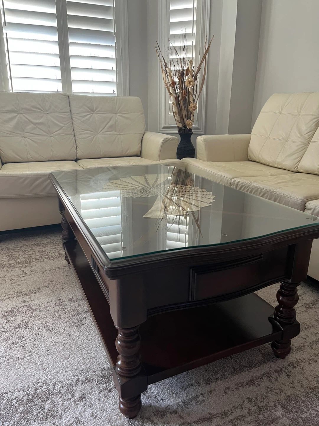 Glass Top Coffee Table - Dark Wood - photo 3
