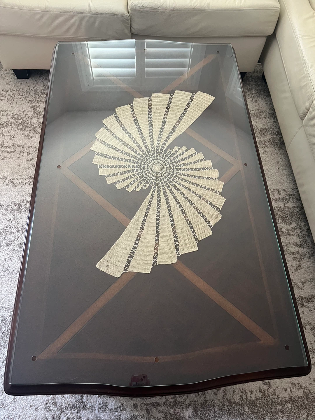 Glass Top Coffee Table - Dark Wood - photo 4