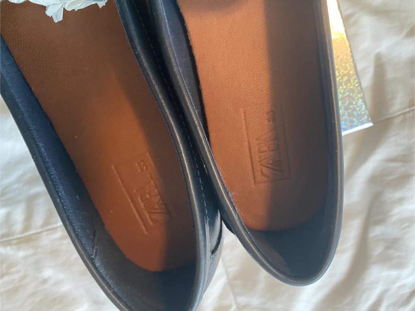 Zara Black Leather Loafers - Size 38 image indicator(4)