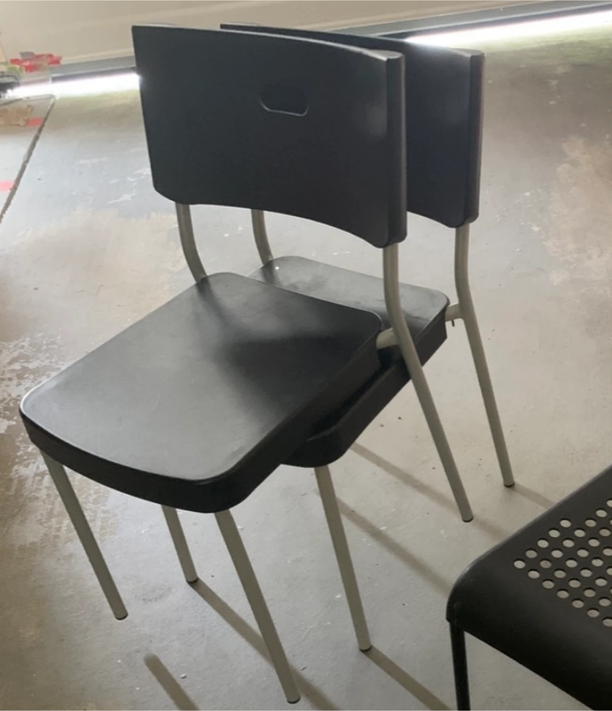 IKEA White Desk & Black 4 Chairs Set
