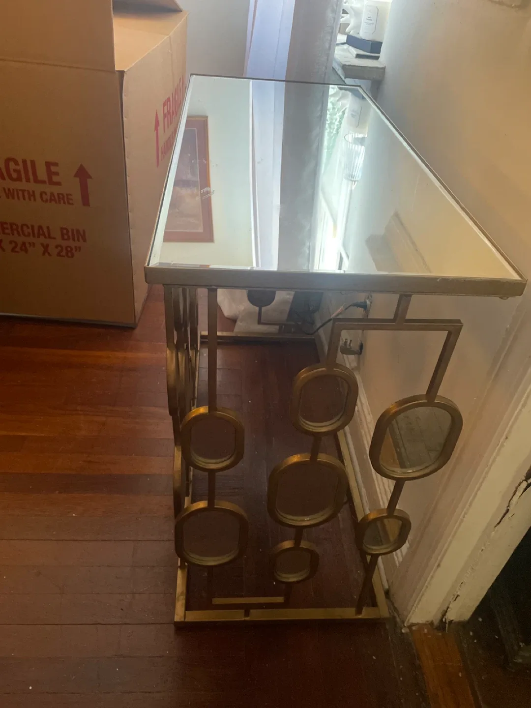 Gold Console Table with Mirror Accents image indicator(3)