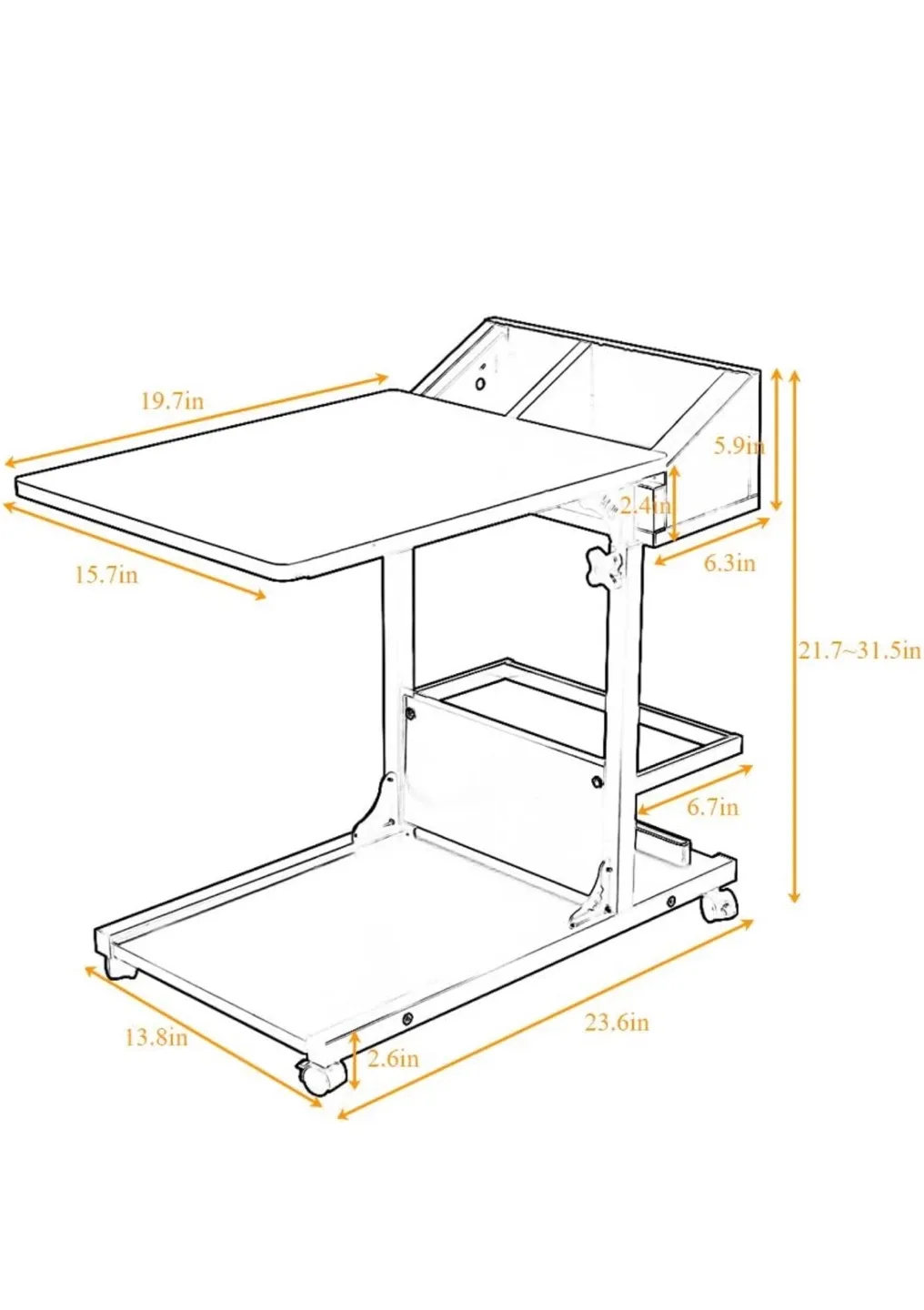 Adjustable Rolling Laptop Desk image indicator(8)