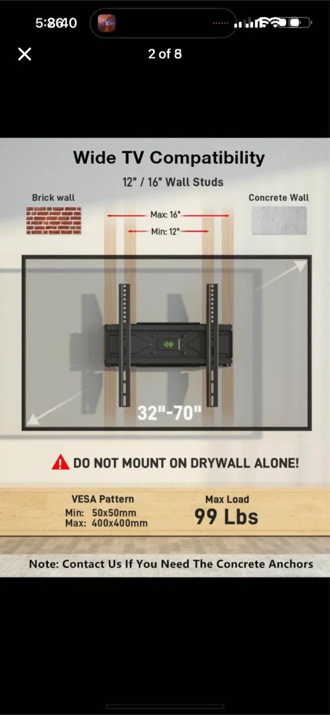 TV Wall Mount 32"-70" Wide Compatibility image indicator(2)