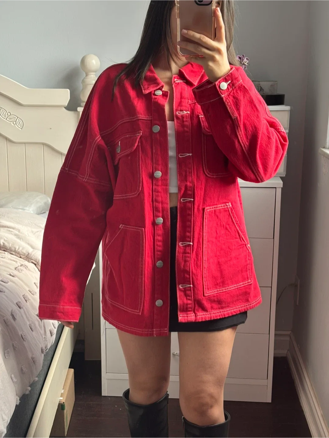 Superdown | Red Denim Jacket - S thumbnail