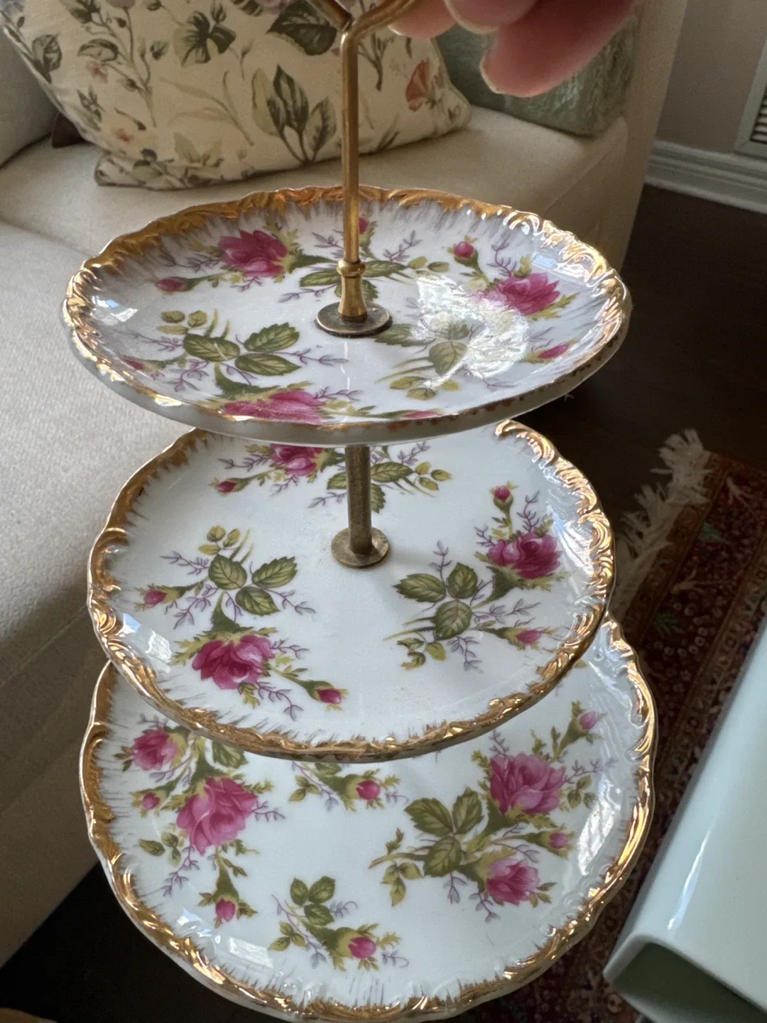 Vintage GTC Fine China Floral 3-Tier Serving Stand image indicator(3)