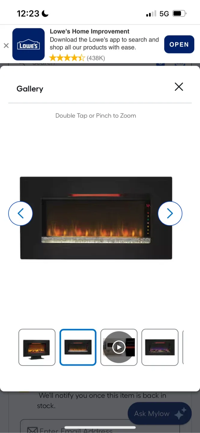 New Warmpar 36-in Wall-Mounted Electric Fireplace, Black image indicator(4)