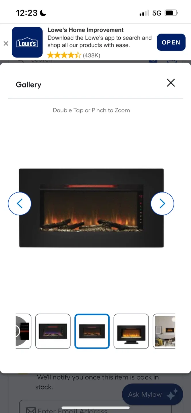 New Warmpar 36-in Wall-Mounted Electric Fireplace, Black image indicator(2)