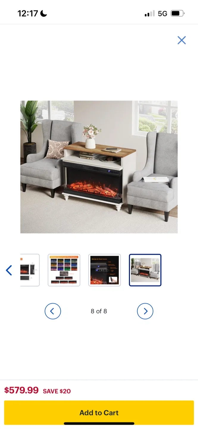 New Warmpar 36-in Wall-Mounted Electric Fireplace, Black image indicator(6)