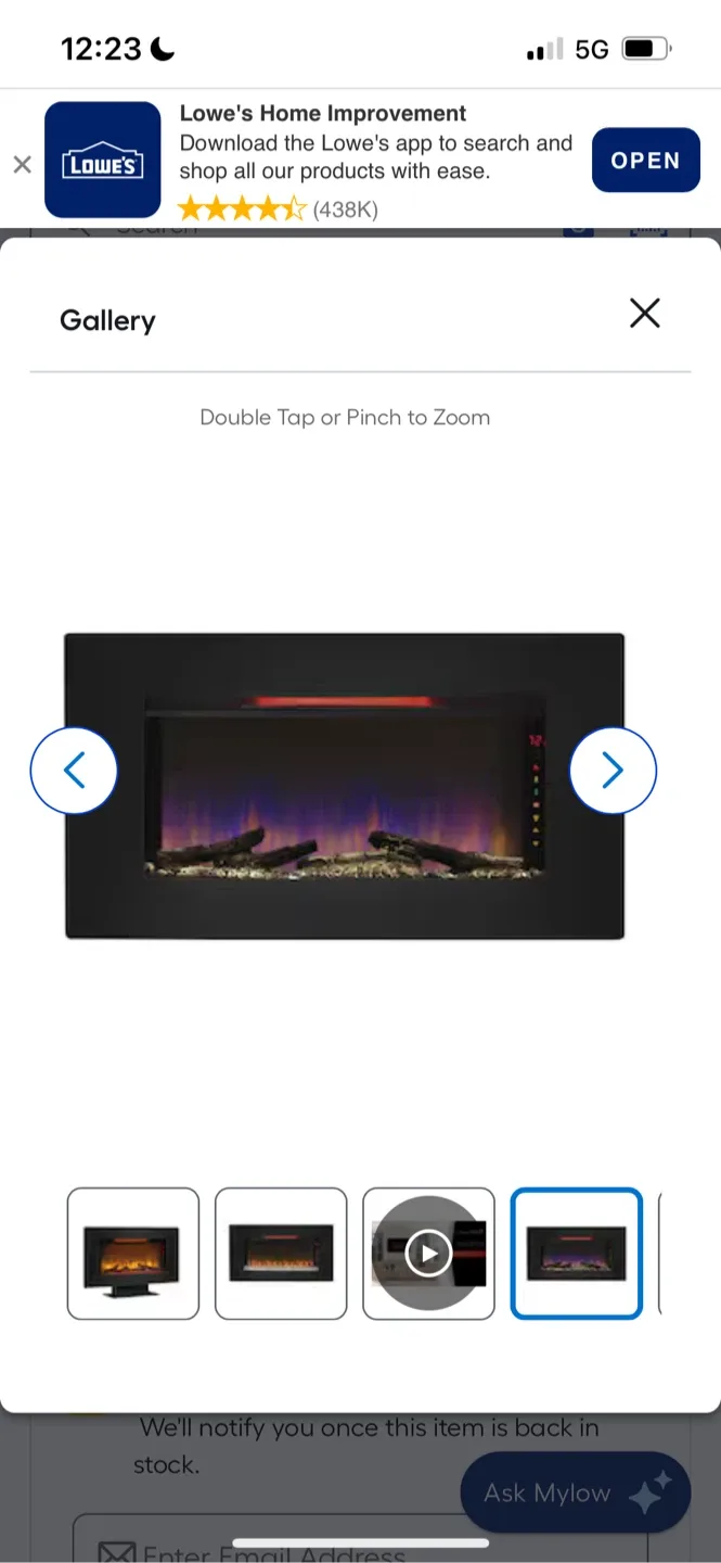 New Warmpar 36-in Wall-Mounted Electric Fireplace, Black image indicator(5)