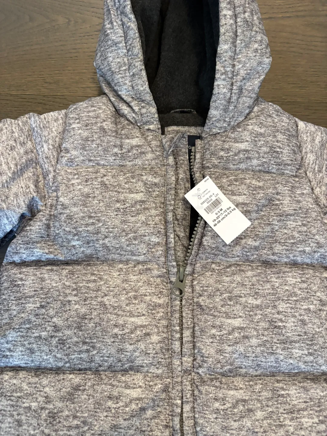 Baby gap gray down filled baby snowsuit 0-6M NWT ret $139 image indicator(3)