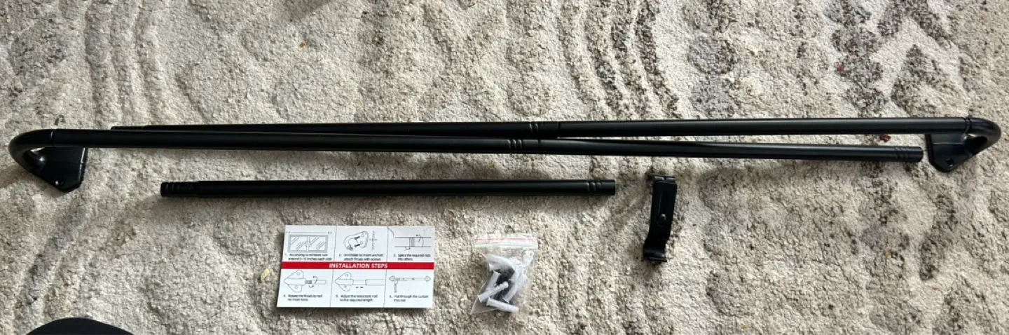 Adjustable Black Curtain Rod image indicator(2)