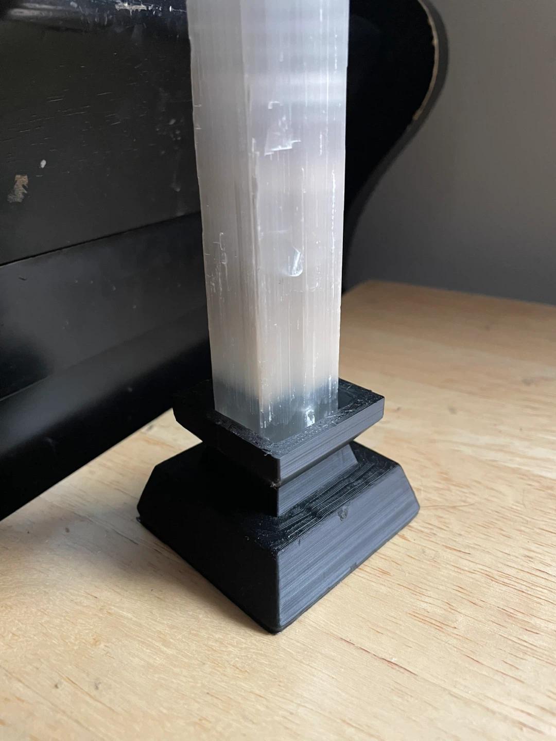 Selenite Crystal Lamp with Black Base - photo 4