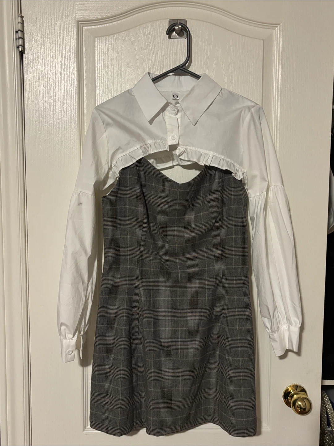 Grey Plaid Mini Dress