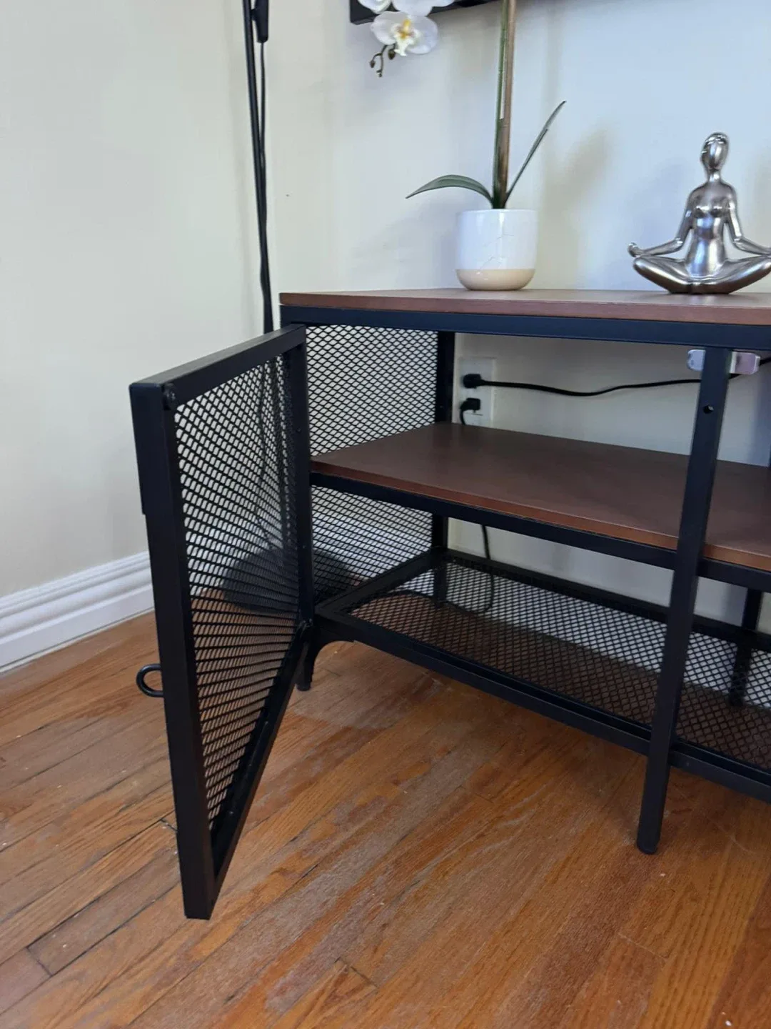 Black Metal & Wood FJÄLLBO TV bench image indicator(4)