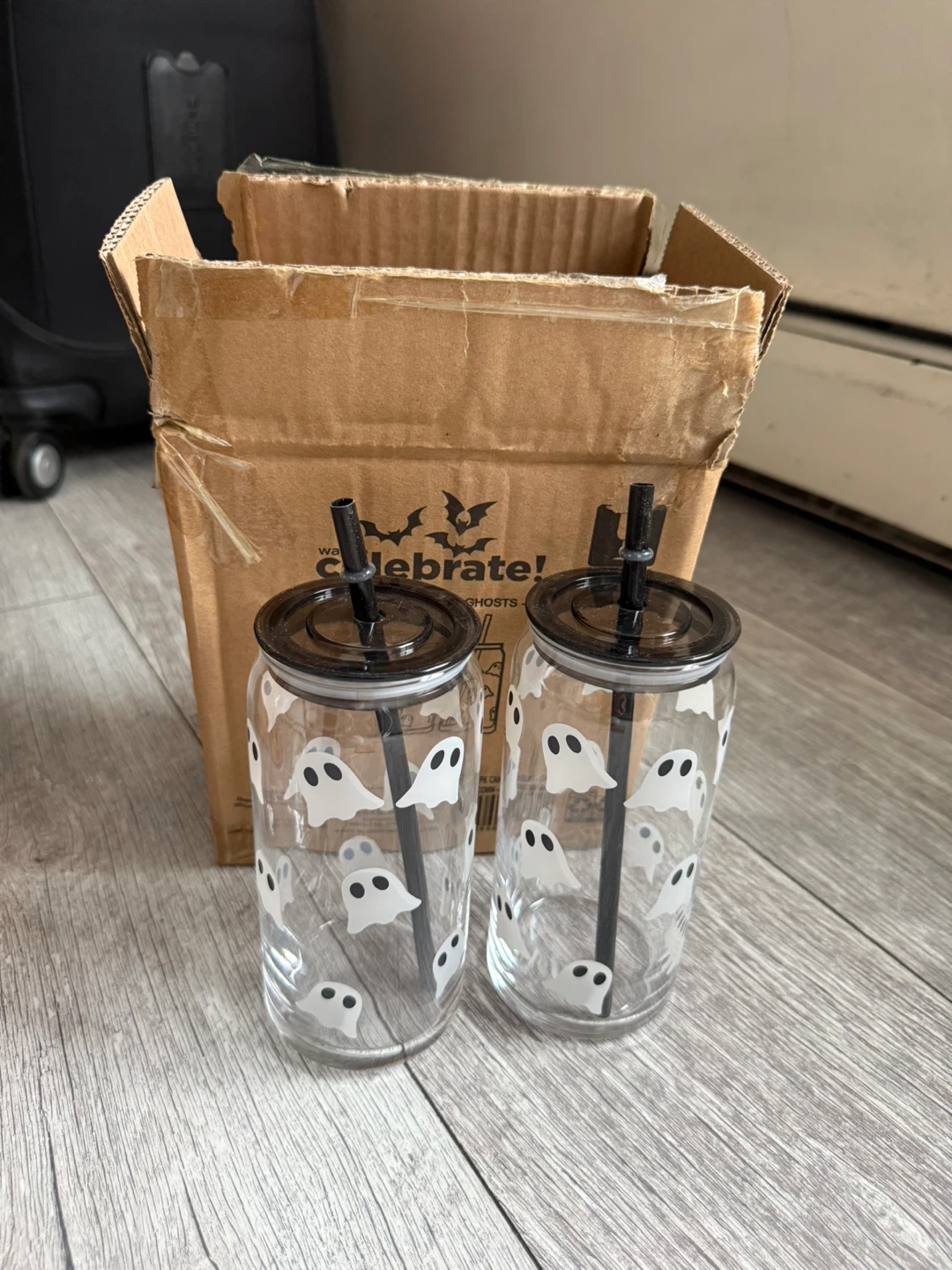 Glass Tumblers with Straws (Set of 2)