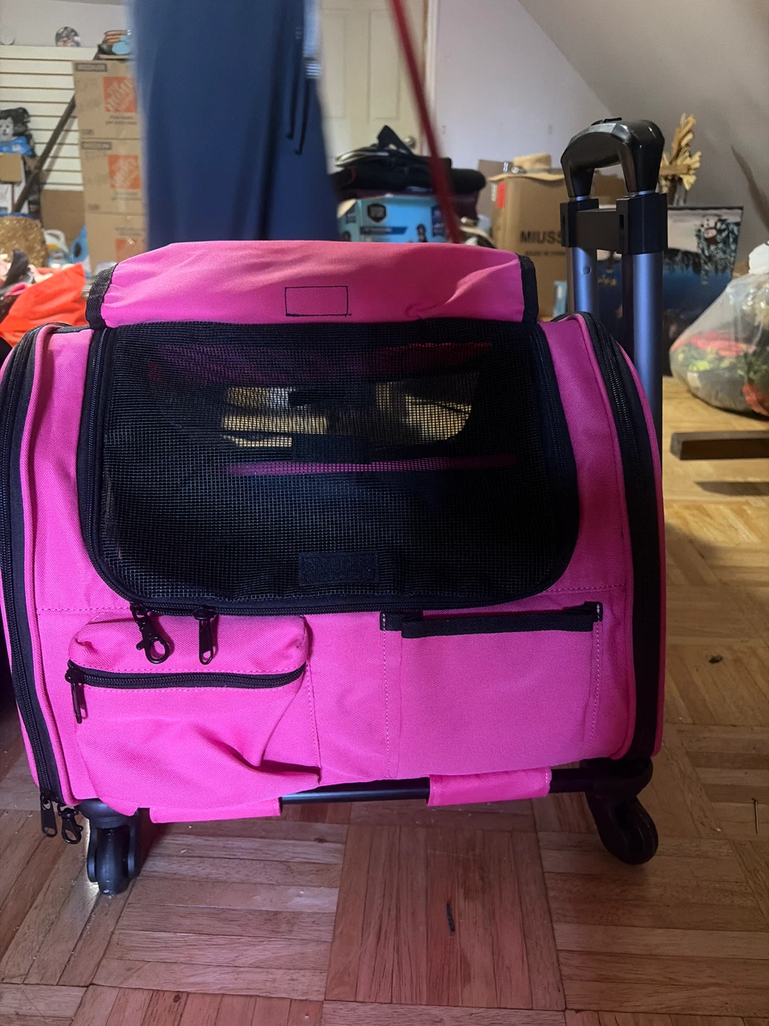 Pink Pet Carrier with Wheels