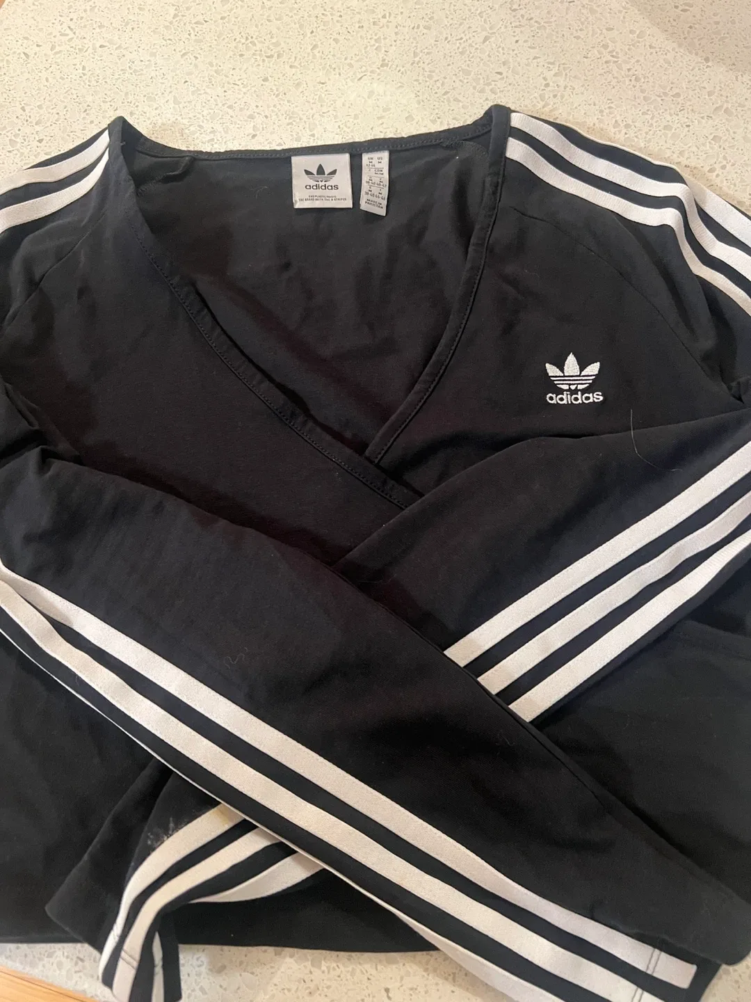 Adidas Black Wrap Cropped Long Sleeve Top thumbnail
